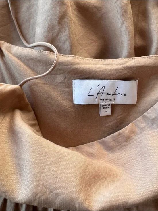 L'Academie Kiyama Tiered Maxi Dress in Tan Size Small - Picture 6 of 8